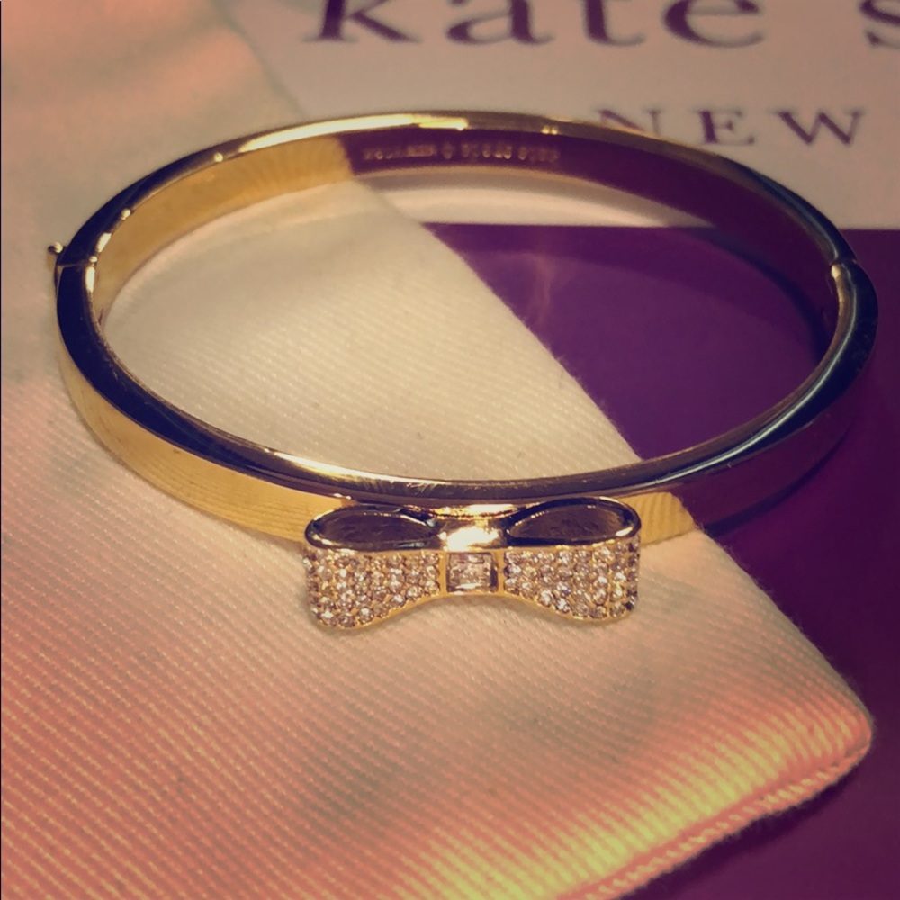 Kate spade gold bow bracelet with rhinestone bow!